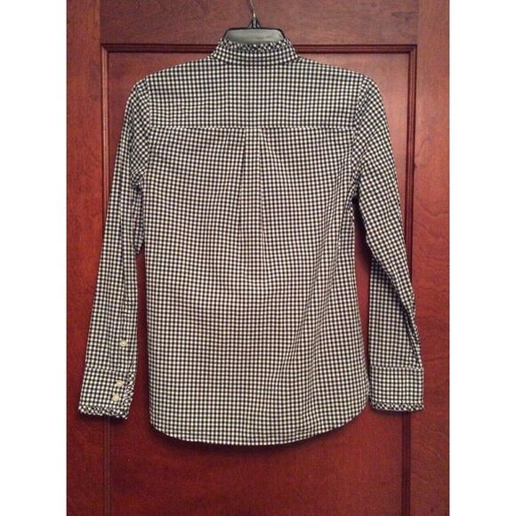 VINEYARD VINES SIZE 0 BLACK GINGHAM RUFFLE BUTTON DOWN COTTON LONG SLEEVE SHIRT - Picture 8 of 11